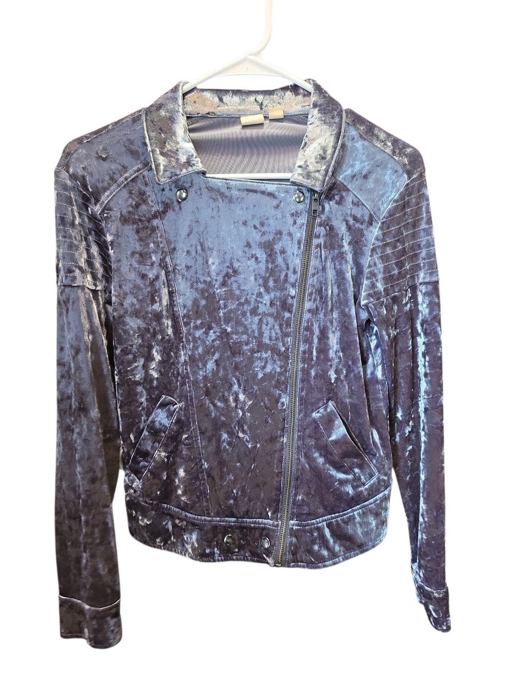 Melrose and Market Crushed Velvet Moto Jacket in Lavender Gray